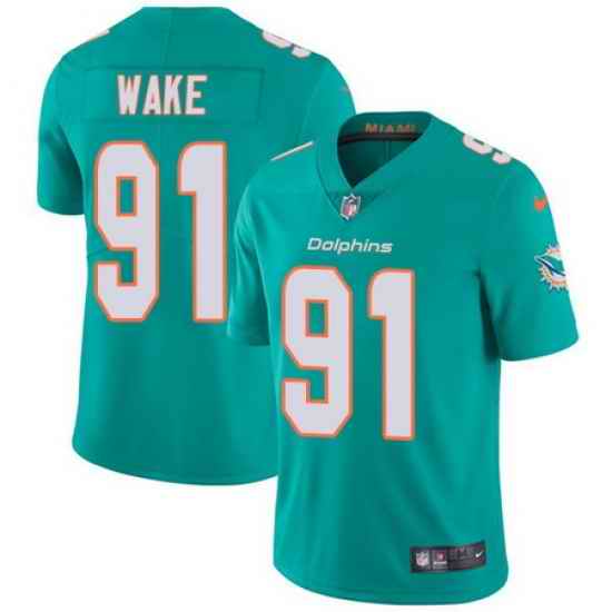 Nike Dolphins #91 Cameron Wake Aqua Green Team Color Mens Stitched NFL Vapor Untouchable Limited Jersey
